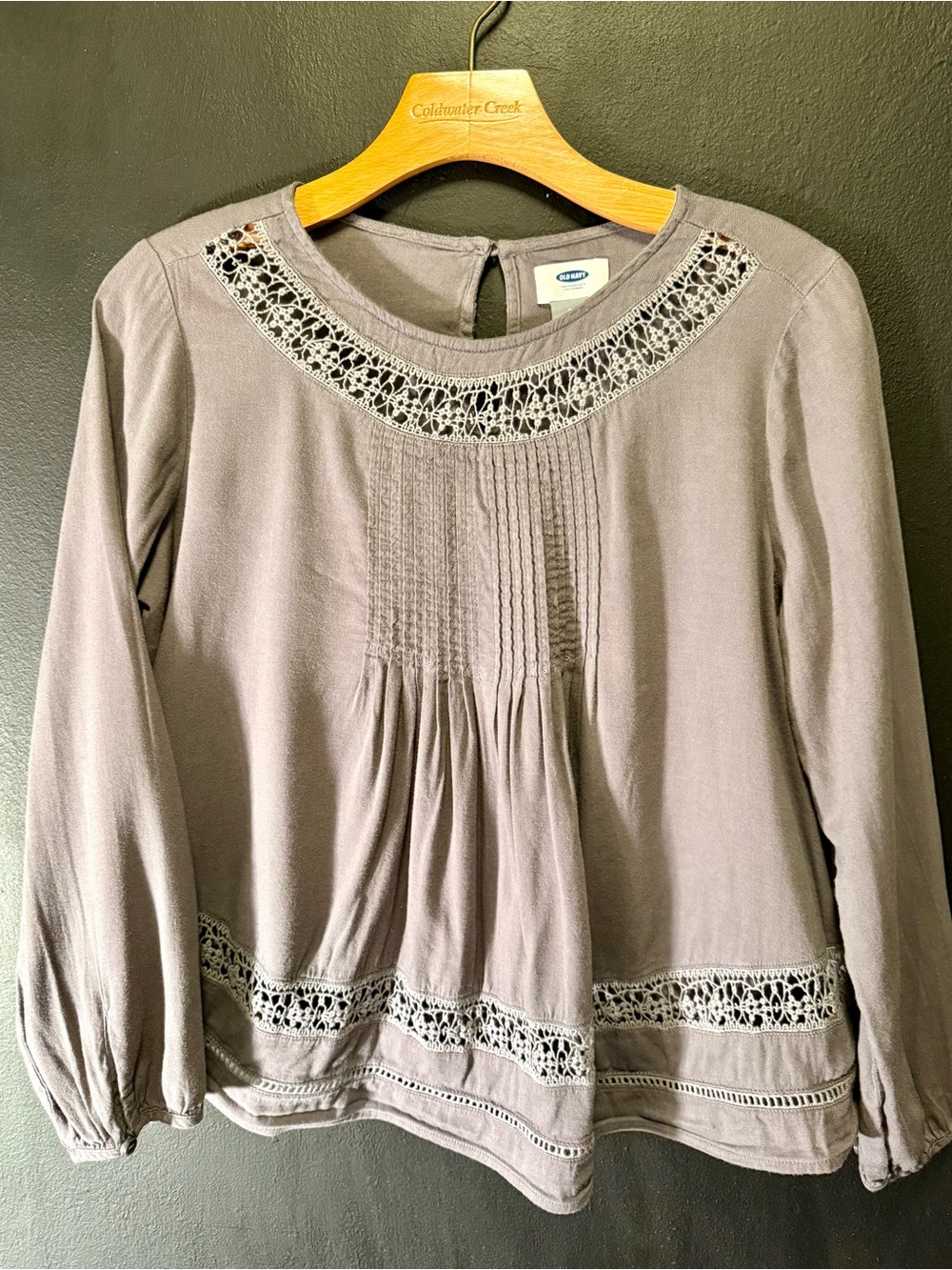 Old Navy Gray Lace-Trim Blouse
